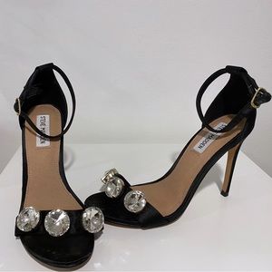 Steve Madden Large Rhinestone Satin Heels 7.5